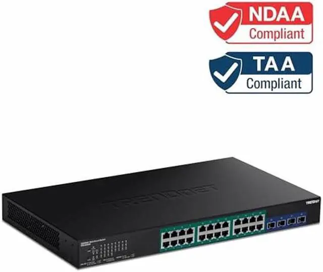 Alt view image 4 of 5 - TRENDnet 28-Port Gigabit Web Smart PoE+ Switch with 24 Gigabit PoE+ Ports, TPE-30284, 4 x 10G SFP+ Slots, 370W PoE Power,VLAN, QoS, LACP, IPv4/IPv6 Static Routing, Lifetime Protection