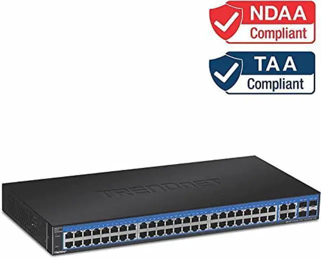 Alt view image 5 of 5 - TRENDnet 52-Port Gigabit Web Smart Switch, 48 Gigabit RJ-45 Ports, 4 Shared Gigabit Ports (RJ-45 or SFP), VLAN, QoS, LACP, IPv6, Lifetime Protection, TEG-524WS,Black