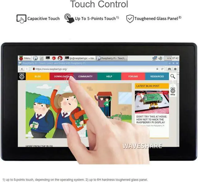 Alt view image 5 of 7 - 7inch HDMI LCD (H) Display Capacitive Touch Screen 1024x600 IPS LCD HDMI Module Compatible with Raspberry Pi, Jetson Nano,BB Black, Banana Pi Support Microsoft XBOX360 and Nintendo Switch