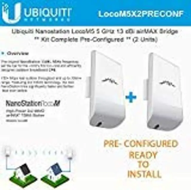 Main image of Ubiquiti LocoM5 X 2 Units Bridge Kit Complete Pre-Configured Nanostation Loco M5