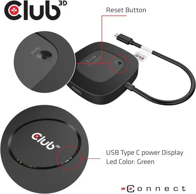 Alt view image 3 of 5 - Club 3D CSV-1550 USB3.2 Gen2 Type-C(DP Alt-Mode) to DisplayPort Triple Monitor 4K60Hz M/F MST hub