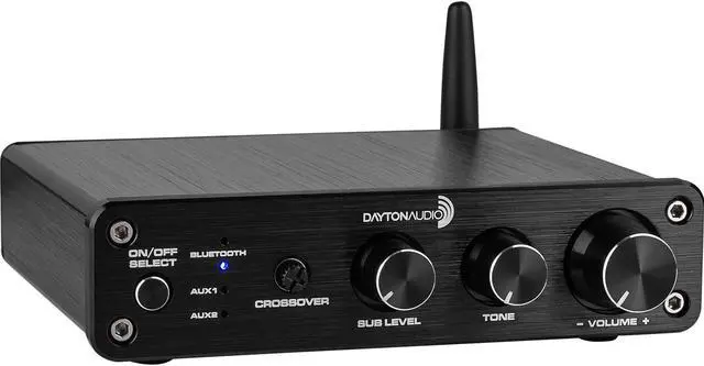 Main image of Dayton Audio DTA-2.1BT2 Bluetooth 5.0 Stereo Audio 2.1 Channel Amplifier Receiver Mini Hi-Fi Class D Integrated Amp 2.1 CH for Home Speakers 100W and 100W Sub Output