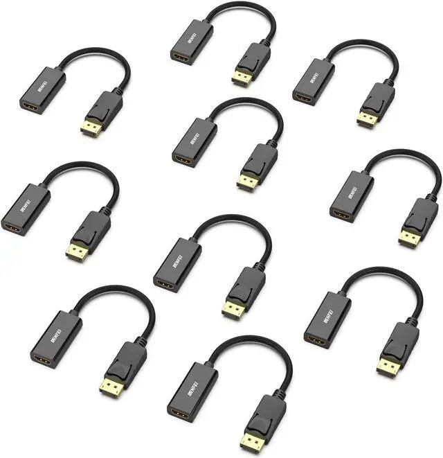 Main image of BENFEI 4K DisplayPort to HDMI Adapter 10 Pack, Uni-Directional DP 1.2 Computer to HDMI 1.4 Screen Gold-Plated DP Display Port to HDMI Adapter (Male to Female) Compatible with Lenovo Dell HP Passive
