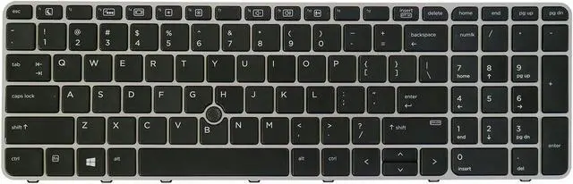 Main image of AUTENS Replacement US Keyboard for HP EliteBook 850 G3 / 850 G4 / 755 G3 / 755 G4 Laptop Silver Frame with Pointer Backlight