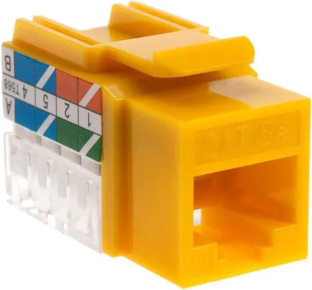 Alt view image 2 of 4 - Cat5e Ethernet RJ-45 Keystone Jack Cat5 Punch-Down Network 45 Degree Yellow Pack of 50