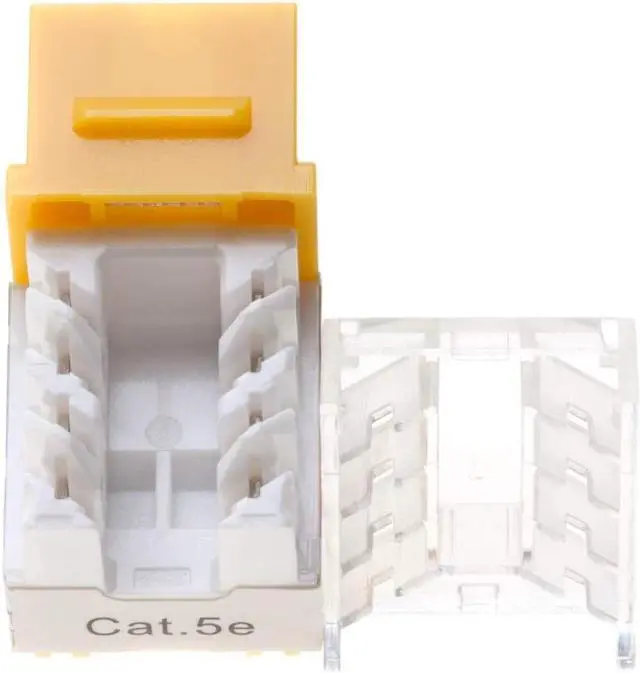 Alt view image 4 of 4 - Cat5e Ethernet RJ-45 Keystone Jack Cat5 Punch-Down Network 45 Degree Yellow Pack of 50