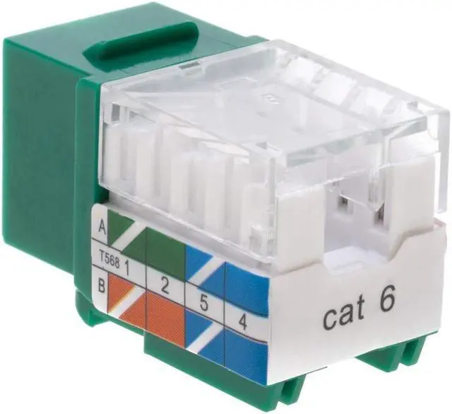 Alt view image 2 of 5 - cctv_4less Cat6 45deg Angled Keystone Ethernet Wall Jack Punch Down UTP 45-Degree (Easier Termination Than 90-Degree), RJ45 Slim Profile Speed Termination Green Pack of 50