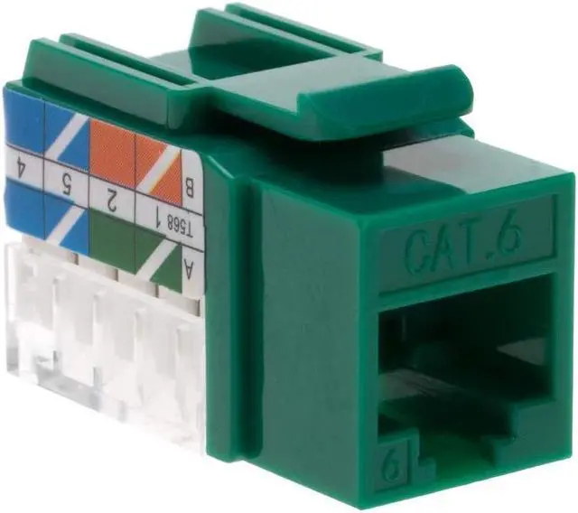 Alt view image 3 of 5 - cctv_4less Cat6 45deg Angled Keystone Ethernet Wall Jack Punch Down UTP 45-Degree (Easier Termination Than 90-Degree), RJ45 Slim Profile Speed Termination Green Pack of 50