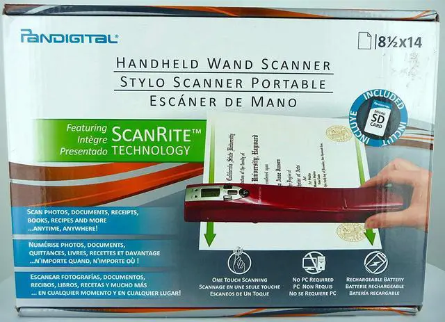 Main image of Pandigital Red Handheld Wand Scanner Scan Photos Documents Receipts Books Recipes and More