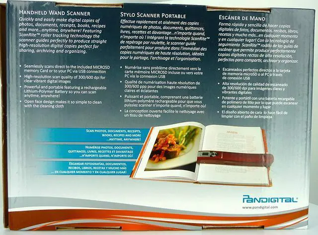 Alt view image 2 of 4 - Pandigital Red Handheld Wand Scanner Scan Photos Documents Receipts Books Recipes and More