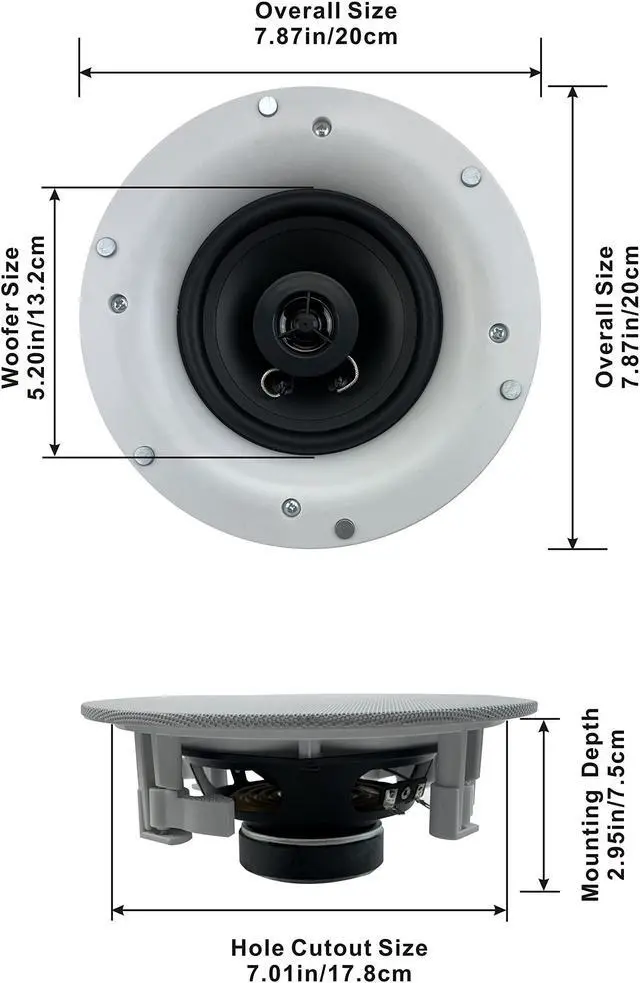 Alt view image 3 of 5 - Acoustic Audio by Goldwood R192 Frameless in Ceiling/in Wall 5 Speaker Set 2 Way Home Theater Surround Speakers, White