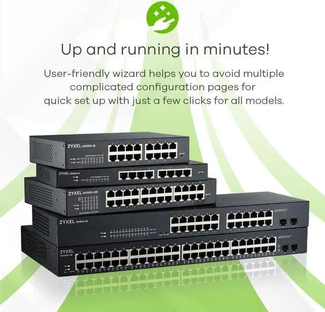 Alt view image 5 of 5 - Zyxel 48-Port PoE Gigabit Switch | Smart-Managed | 24x PoE+ @170W | 2x SFP | Rackmount [GS1900-48HPV2]