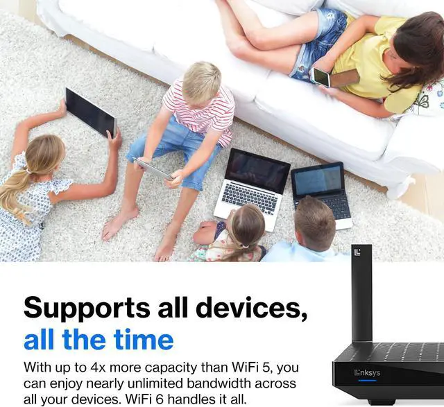 Alt view image 4 of 5 - Linksys MR20EC | Dual-Band Mesh WIFI 6 Router | 3.0 (AX3000) Speeds | Connect 25+ Devices | 2,000 Sq Ft Coverage | 18 Month Warranty