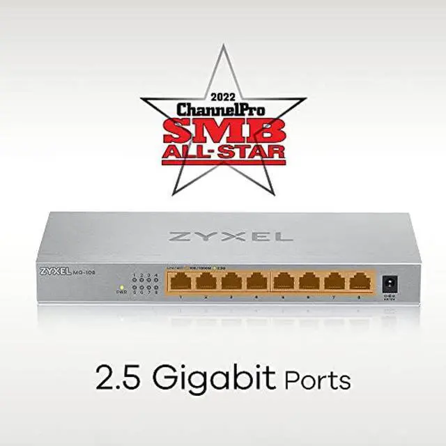 Alt view image 2 of 5 - Zyxel 8-Port 2.5G Multi-Gigabit Unmanaged Switch for Home Entertainment or SOHO Network [MG-108]