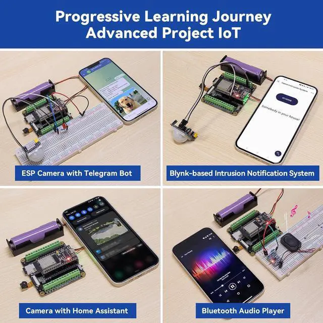 Alt view image 5 of 5 - SunFounder ESP32 Ultimate Starter Kit (Compatible with Arduino) ESP32CAM, RoHS Compliant, Python C Scratch, Video Courses, IoT for Beginners Engineers, ESP32-WROOM-32E Board & Battery Included
