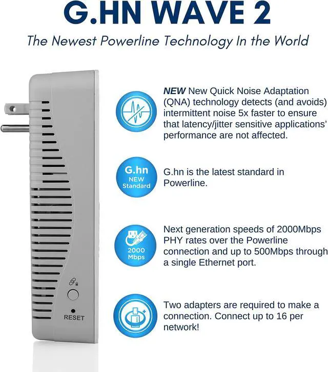 Alt view image 3 of 5 - Comtrend 2Gbps G.hn Powerline Ethernet Adapter with Wireless AC I 2-Unit Kit (PG-9182AC-KIT)