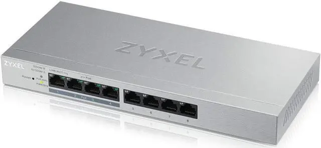 Main image of Zyxel 8-Port Gigabit Ethernet Web Managed PoE+ Switch | 4x PoE+ @60W | VLAN Support | Metal Case | Desktop or Wall-Mount | Fanless | QoS | Ethernet Splitter [GS1200-8HPv2]