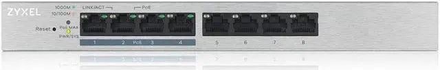 Alt view image 2 of 5 - Zyxel 8-Port Gigabit Ethernet Web Managed PoE+ Switch | 4x PoE+ @60W | VLAN Support | Metal Case | Desktop or Wall-Mount | Fanless | QoS | Ethernet Splitter [GS1200-8HPv2]