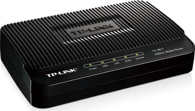 Alt view image 2 of 4 - TP-LINK TD-8817 ADSL2+ Modem, 1 RJ45, 1 USB Port, Bridge Mode, NAT Router, Annex A, ADSL Splitter, 24Mbps Downstream
