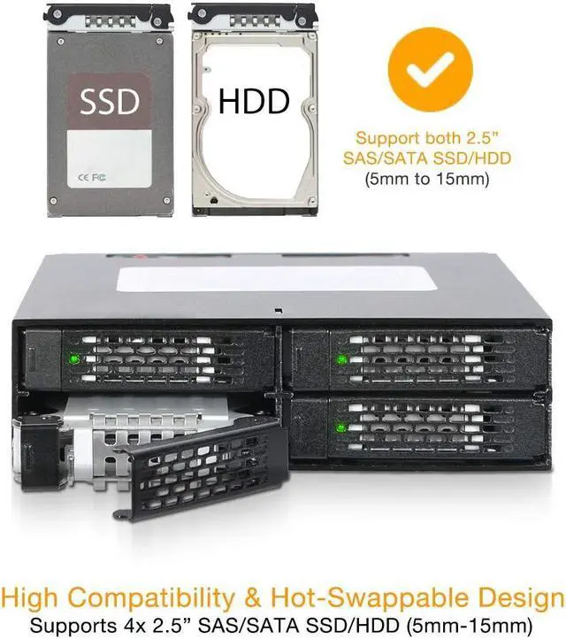 Alt view image 2 of 5 - ICY DOCK Rugged 4 x 2.5 SAS/SATA HDD/SSD Mobile Rack Enclosure for 5.25" Bay | ToughArmor MB994SP-4S