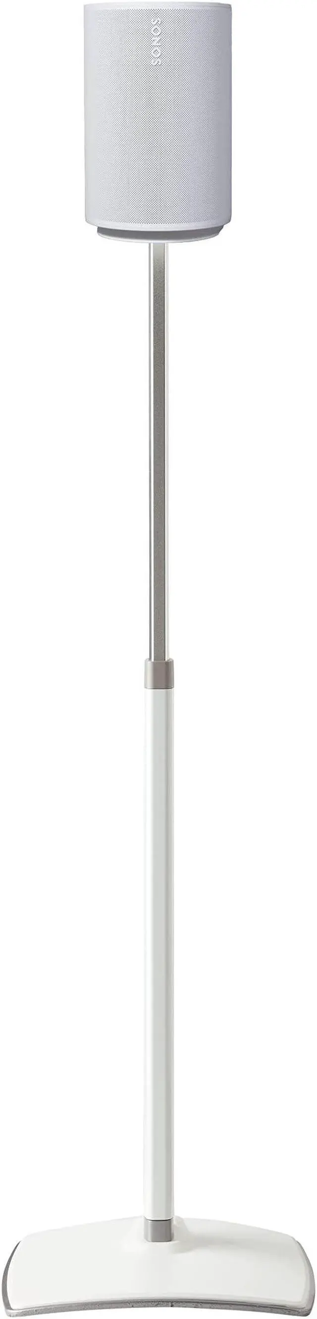 Main image of Sanus Speaker Stand for Sonos Era 100 Speakers - Height Adjustable Single Stand w/Easy 3 Step Install - Includes Rubber Feet & Carpet Spikes - White
