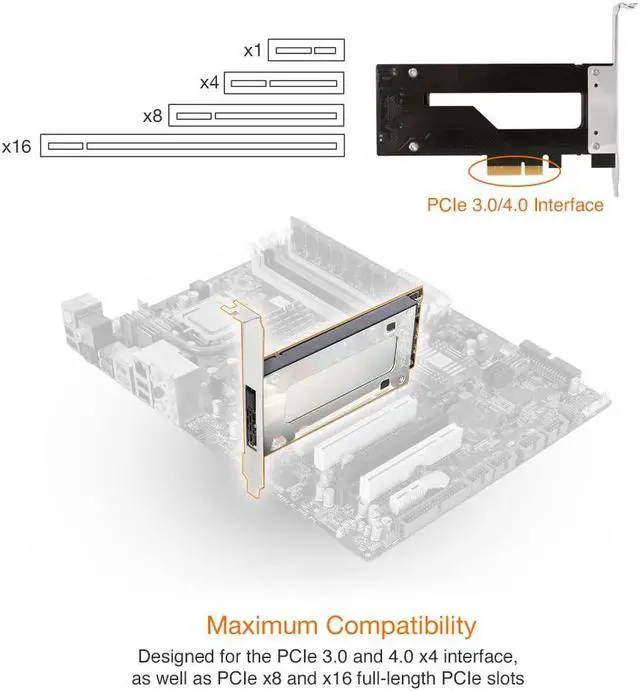 Alt view image 2 of 5 - ICY DOCK M.2 NVMe SSD to PCIe 3.0/4.0 x4 Removable SSD Mobile Rack Adapter Card for PCIe Expansion Slot - ExpressSlot MB840M2P-B