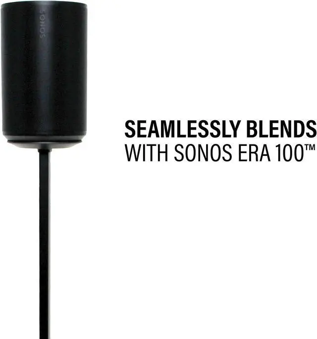 Alt view image 2 of 5 - Sanus Speaker Stand for Sonos Era 100 Speakers - Height Adjustable Single Stand w/Easy 3 Step Install - Includes Rubber Feet & Carpet Spikes - Black