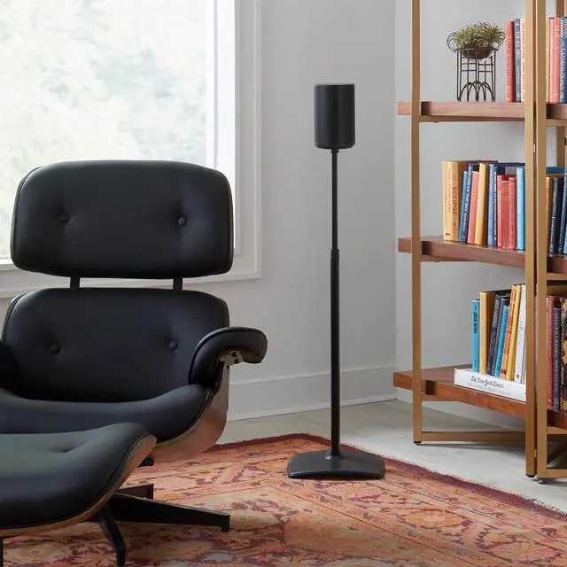 Alt view image 4 of 5 - Sanus Speaker Stand for Sonos Era 100 Speakers - Height Adjustable Single Stand w/Easy 3 Step Install - Includes Rubber Feet & Carpet Spikes - Black