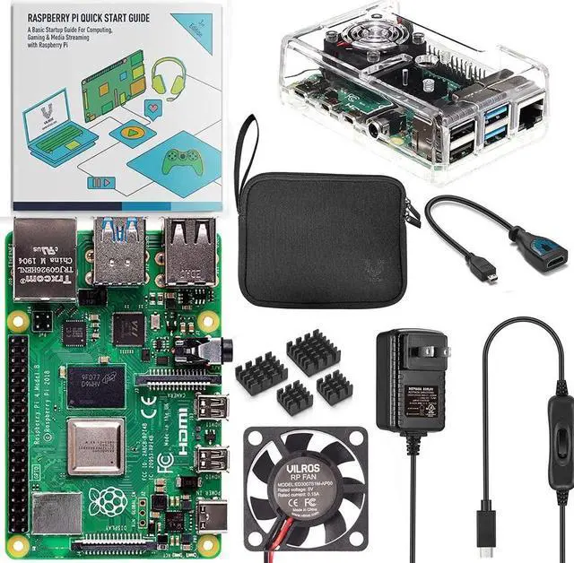 Main image of Vilros Basic Starter Kit for Raspberry Pi 4 with Fan Cooled ABS Case Includes Raspberry Pi 4 Board and 7 Accessories (8GB, Clear Transparent Case)