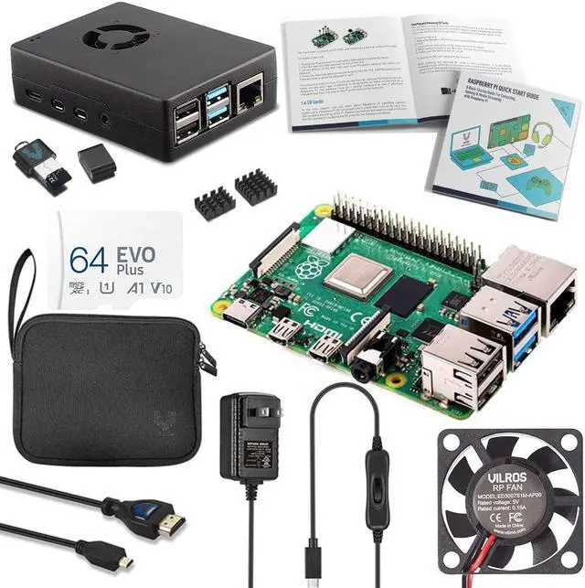 Main image of Vilros Raspberry Pi 4 8GB Complete Starter Kit with Fan Cooled Heavy Duty Aluminum Alloy Case (Black Case)