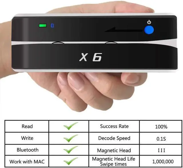 Alt view image 2 of 5 - Bluetooth X6BT Card Reader Writer Encoder Card Writer Device
