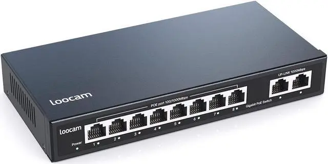 Main image of 8 Port Gigabit PoE Switch with 2 Gigabit Uplink Port, 96W for 8 Port PoE+ 1000Mbps, IEEE802.3af/at Unmanaged Ethernet Network Switch, Plug and Play
