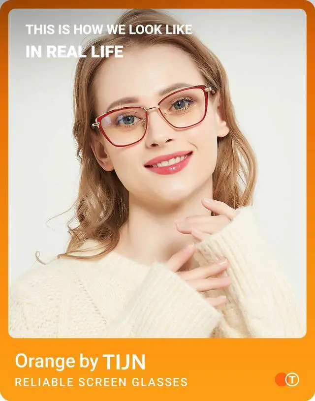 Alt view image 2 of 5 - TIJN Stylish Cateye Metal Blue Light Blocking Glasses Lightweight Eyeglasses for Women Men(Ginevra)