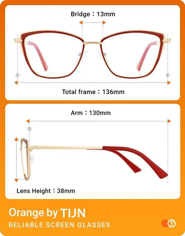 Alt view image 5 of 5 - TIJN Stylish Cateye Metal Blue Light Blocking Glasses Lightweight Eyeglasses for Women Men(Ginevra)