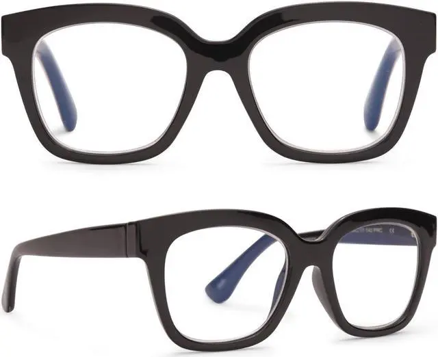 Main image of DIFF Reading glasses for Women, Lightweight Oversized Readers Ava 1.5 designer blue light glasses with magnification, Black