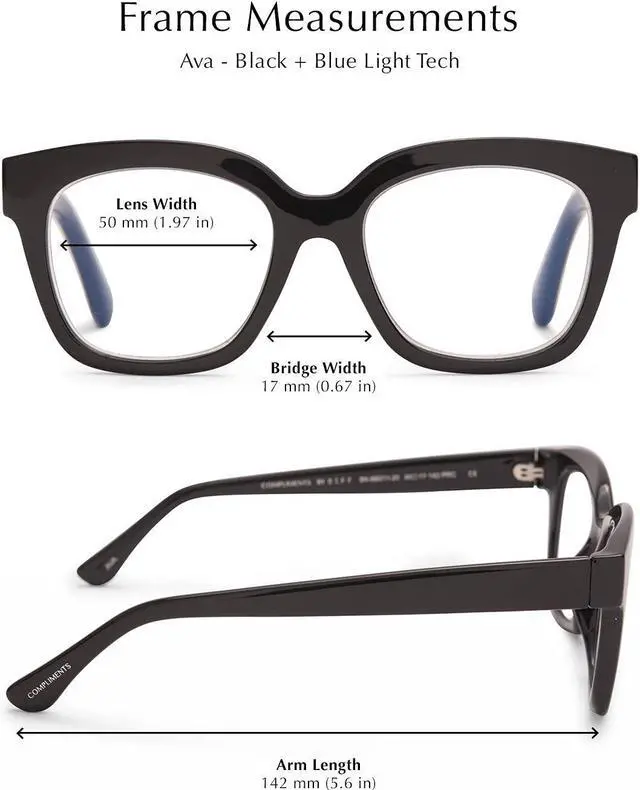 Alt view image 3 of 5 - DIFF Reading glasses for Women, Lightweight Oversized Readers Ava 1.5 designer blue light glasses with magnification, Black