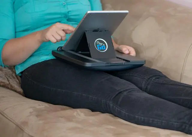 Alt view image 2 of 5 - Padded Spaces Prop 'n Go Slim - Universal Portable Electronic Device Stand (Black, Memory Foam, 14 Adjustable Angles, Fits iPad, iPhone, Tablets, eReaders, Laptops up to 10 lb)