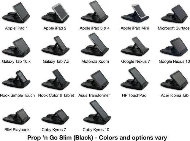 Alt view image 3 of 5 - Padded Spaces Prop 'n Go Slim - Universal Portable Electronic Device Stand (Black, Memory Foam, 14 Adjustable Angles, Fits iPad, iPhone, Tablets, eReaders, Laptops up to 10 lb)
