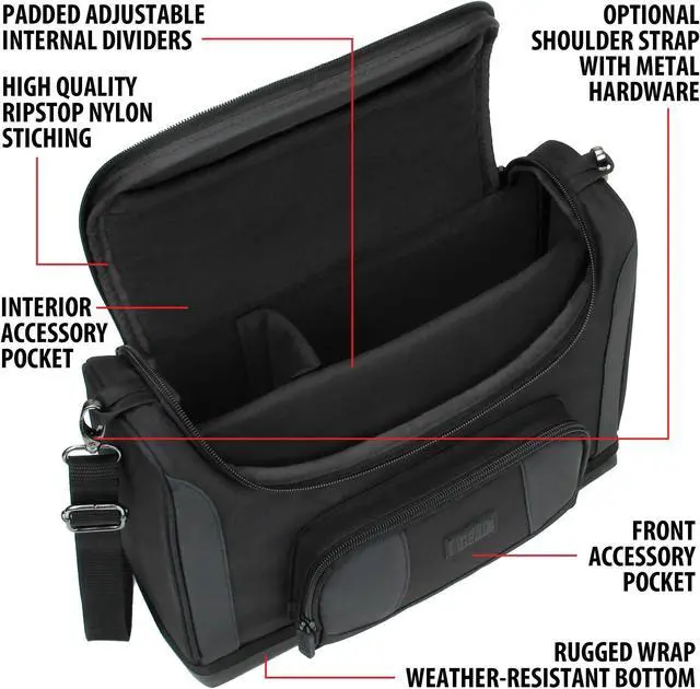Alt view image 2 of 5 - USA Gear Tablet Bag Compatible with 11.5 Inch Tablets, Samsung Galaxy Tab S6 Lite, Galaxy A9, Wireless Keyboards, Pens, and More Tablet Accessories - Shoulder Strap, Water Resistant Exterior (Black)