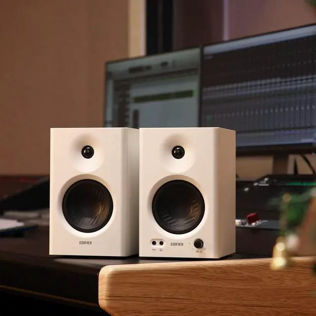 Alt view image 5 of 5 - Edifier MR4 Powered Studio Monitor Speakers, 4" Active Near-Field Monitors Speaker - White (Pair)