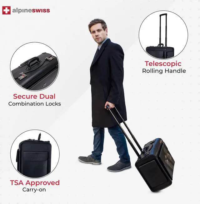 Alt view image 3 of 5 - Alpine Swiss Rolling 17" Laptop Briefcase on Wheels Attache Lawyers Case Legal Size