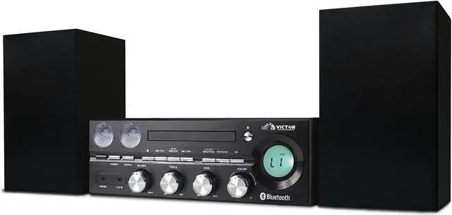 Main image of Victor VDTS-4400 Milwaukee 50 Watt Desktop Bluetooth Stereo System with CD/MP3 Player, FM Radio, Functioning VU Meters, and Detached Stereo Speakers  Perfect for Home or Office Audio