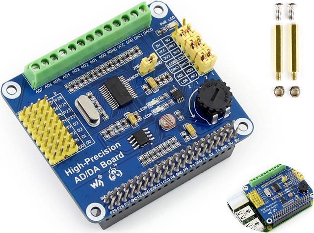 Main image of High-Precision AD/DA Expansion Board for Raspberry Pi 4B/3B+/3B/2B/Zero/W/Zero WH and Jetson Nano,Add High-Precision AD/DA Functions to Pi. Onboard ADS1256 8-CH 24bit ADC and DAC8532 2-CH 16bit DAC