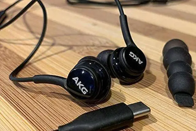 Alt view image 4 of 5 - Original Samsung AKG Earbuds USB Type C in-Ear Earbud Headphones with Remote & Mic for Galaxy A53 5G, S22, S21 FE, S20 Ultra, Note 10, S10 Plus - Braided - Includes Rubber Pouch (AKG + Black Pouch)