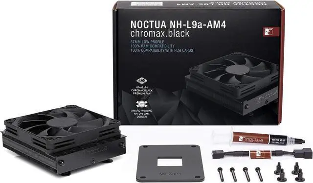 Alt view image 4 of 5 - Noctua NH-L9a-AM4 chromax.Black, Premium Low-Profile CPU Cooler for AMD AM4 + NA-FD1 Fan Duct Kit