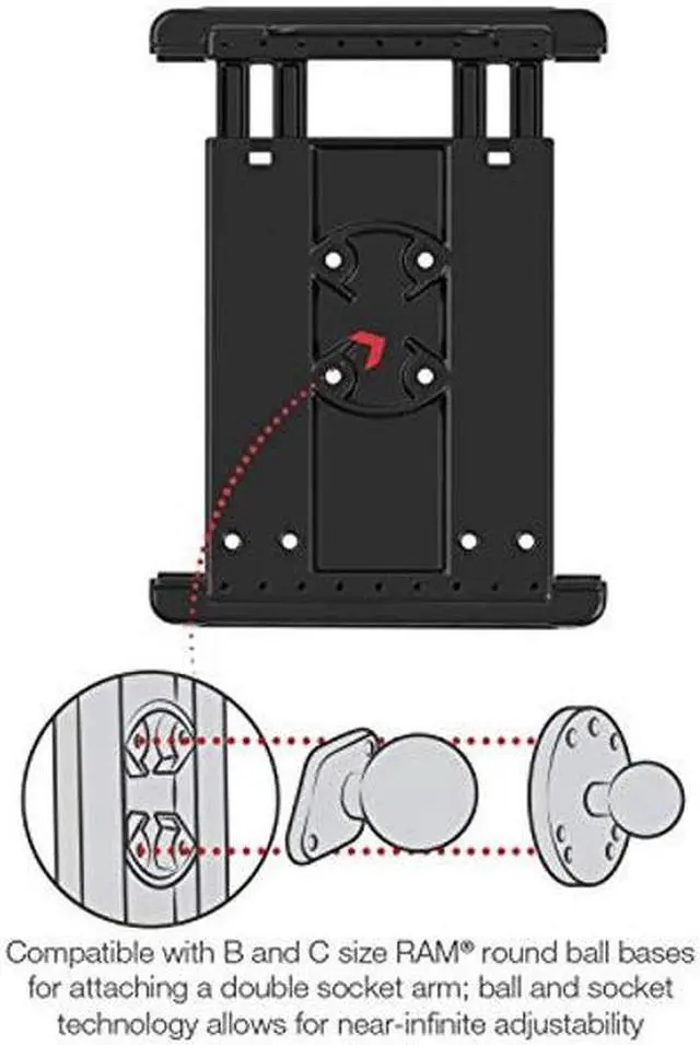 Alt view image 5 of 5 - RAM Mounts Tab-Tite Universal Spring Loaded Holder for 8" Tablets with Case RAM-HOL-TAB12U Compatible with RAM B 1" and C 1.5" Size Round Ball Bases