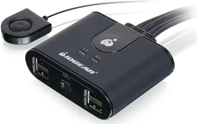 Alt view image 2 of 4 - IOGEAR USB 2.0 4x4 Peripheral Switching Hub - 4 PC Share To 4 USB Devices - Up To 480Mbps - Mobile Devices Charging - Mouse/Keyboard - Printer - Scanner - EX HD & More-LED Indicators w/Remote - GUS404