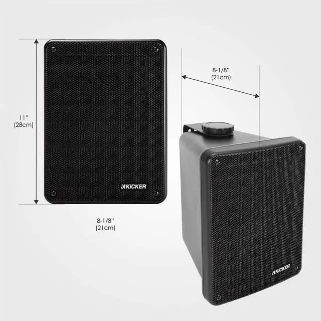 Alt view image 3 of 5 - Kicker KB6B 2-Way Full Range Indoor Outdoor Speakers (Pair) Weatherproof Speakers for Patio Garage Poolside in-Home, 6.5 inch woofer, 2x5 inch Horn Tweeter Black