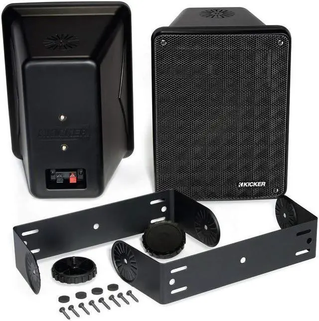 Alt view image 2 of 5 - Kicker KB6B 2-Way Full Range Indoor Outdoor Speakers (Pair) Weatherproof Speakers for Patio Garage Poolside in-Home, 6.5 inch woofer, 2x5 inch Horn Tweeter Black