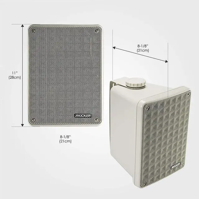 Alt view image 3 of 5 - Kicker KB6B 2-Way Full Range Indoor Outdoor Speakers (Pair) Weatherproof Speakers for Patio Garage Poolside in-Home, 6.5 inch woofer, 2x5 inch Horn Tweeter Gray